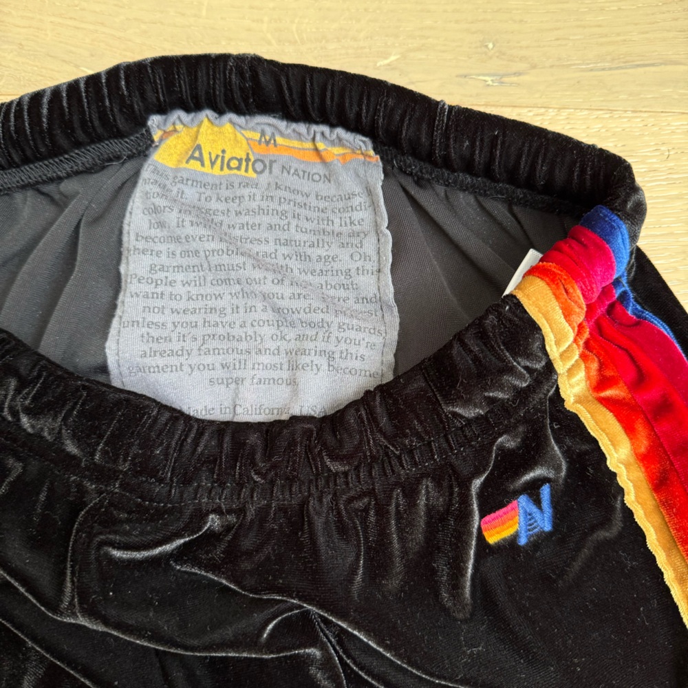 AVIATOR NATION Classic Velvet Stripes Pant in Black - Picture 8 of 11